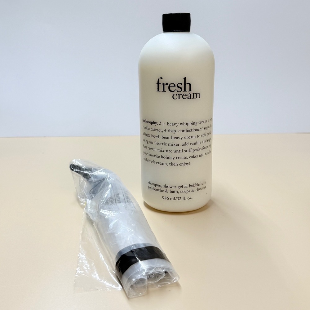 Philosophy Fresh Cream 3-in-1 Shampoo Shower Gel Bubble Bath 32oz with Pump NEW